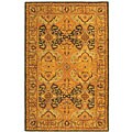 Handmade Treasure Gold Green Wool Rug (6' x 9')