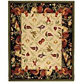 Hand-hooked Rooster Garden Wool Rug (7'9 x 9'9)