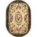 Hand-hooked Rooster and Hen Wool Rug (4'6 x 6'6 Oval)