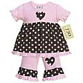 JoJo Designs Pink and Brown Polka Dot Baby Girl's Outfit