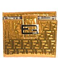 Fendi Logo Print/ Metallic Orange Leather Wallet