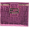 Fendi Logo Print/ Metallic Fuchsia Leather Wallet