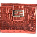 Fendi Logo Print/ Metallic Red Leather Wallet