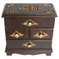 Hand-etched Teak Velvet Jewelry Box