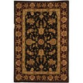 Hand-tufted Traditions Black/Burgundy Wool/Silk Rug (4' x 6')