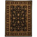 Hand-tufted Traditions Black/ Burgundy Wool/ Silk Rug (8' x 11')