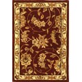 Hand-tufted Traditions Burgundy/Ivory Wool/Silk Rug (2' x 3')