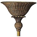 Tropical Wicker Torchiere Floor Lamp