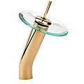Glass Waterfall Vessel Polished Brass Faucet