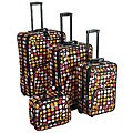 Rockland 4-piece Multiple Pink Dot Luggage Set