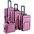 Rockland Deluxe 4-piece Pink Luggage Set