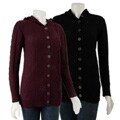Allen Allen Women's Hooded Cable Knit Cardigan