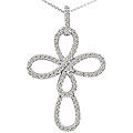 10k White Gold 3/8ct TDW Diamond Cross Necklace (K, I2)