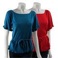 Kersh Women's Boat-neck Ruffle Shirt
