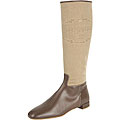 Prada Women's Brown Logo Jacquard Canvas Boots