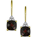 10k Yellow Gold Garnet Diamond and Hook Earrings