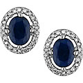 10k Gold Sapphire and 1/5ct TDW Diamond Earrings