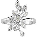 10k White Gold 1/10ct TDW Diamond Floral Ring