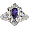 10k White Gold Sapphire and Diamond Ring