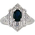 10k White Gold Blue Sapphire and Diamond Ring