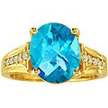 10k Gold BlueTopaz and 1/8ct TDW Diamond Ring