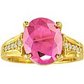 10k Yellow Gold Pink Topaz and Diamond Ring