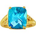 10k Yellow Gold Blue Topaz and Diamond Ring