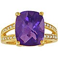 10k Yellow Gold Amethyst and 1/8ct TDW Diamond Ring