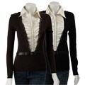 Dolce Cabo Belted Sweater/ Mock Blouse One-piece Top