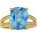 10k Gold Blue Topaz and 1/8ct TDW Diamond Ring