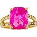 10k Gold Pink Topaz and 1/8ct TDW Diamond Ring