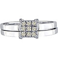 10k White Gold 1/8ct TDW Square-top Diamond Bridal Set (K,I2)