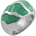 Stainless Steel Green Jade Ring