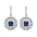 14k Sapphire & Antique Diamond Leverback Earrings