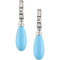 18k White Gold Turquoise Drop Huggie Earrings