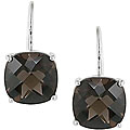 14k White Gold Smokey Quartz Hook Earrings