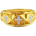 10k Yellow Gold Diamond Accent Cross Band