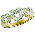 14k Yellow Gold 1/5ct TDW Diamond 3-heart Ring