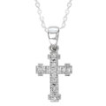 14k Gold 1/10ct Diamond Millegrain Gothic Cross Pendant