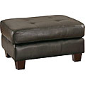 Bay-bonded Black Leather Ottoman