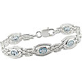 Sterling Silver Oval Sky Blue Topaz Link Bracelet
