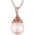 14k Pink Gold Pink FW Rice Pearl Necklace (9-10 mm)