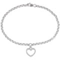 14-kt. White Gold 1/10ct TDW Round Diamond Heart Anklet (H-I/ I1-I2)