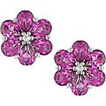 10k White Gold Diamond and Pink Topaz Flower Earrings (IJ, I2-I3)
