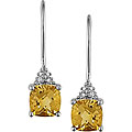 10k White Gold Citrine and Diamond Hook Earrings (IJ, I2-I3)