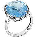 10k Gold Blue Topaz and 1/10ct TDW Diamond Ring