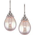 14k White Gold Purple Freshwater Pearl Earrings (11.5-13 mm)