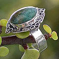 Sterling Silver 'Sea of Coral' Opal Ring (Peru)