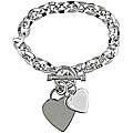 Silver Toggle Clasp Bracelet with Heart Charms