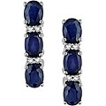 10k White Gold Blue Sapphire and Diamond Earrings